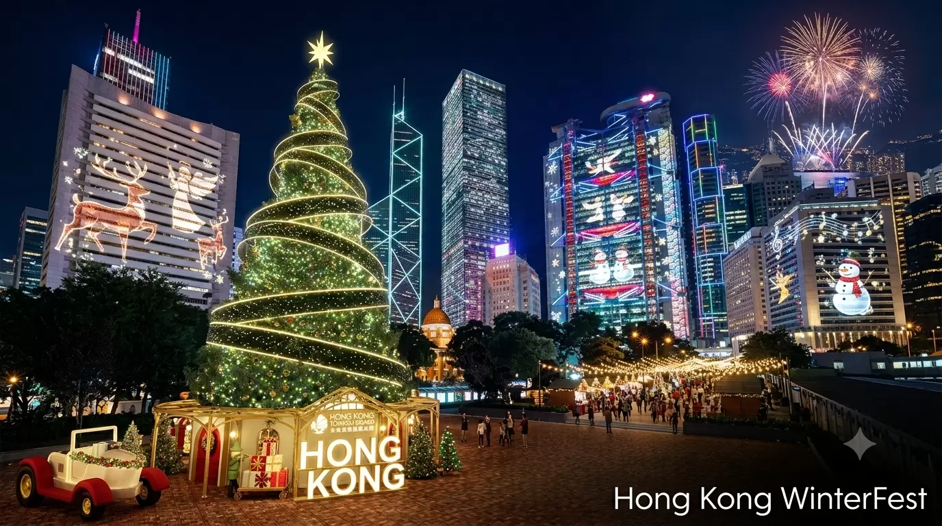 Hong Kong WinterFest 2026: Winterwunderland, Lichtshow & Weihnachtsmarkt in Central